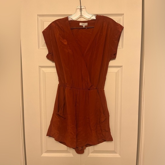 Babaton %100 Silk Romper in Copper Orange - Picture 3 of 5